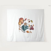 Gezellige Pompoen Koffie Goose Herfst Art Wandkleed (Voorkant (horizontaal))