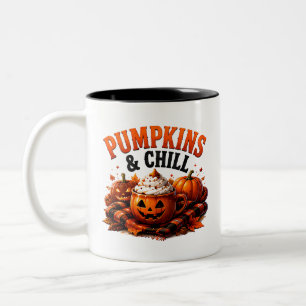 🍂 Gezellige Pompoen Seizoen Halloween Spreuk 🎃 Tweekleurige Koffiemok