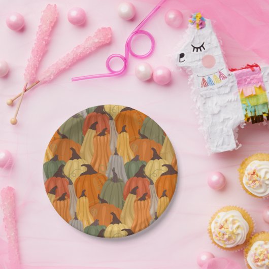 Gezellige pompoenen papieren bordje (Feest)