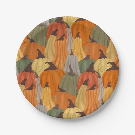 Gezellige pompoenen papieren bordje (Voorkant)