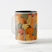 Gezellige pompoenen tweekleurige koffiemok (Voorkant links)