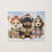 Gezellige Puppy Dog Feestelijke Schattigee Puppies Legpuzzel (Horizontaal)