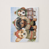 Gezellige Puppy Dog Feestelijke Schattigee Puppies Legpuzzel (Verticaal)