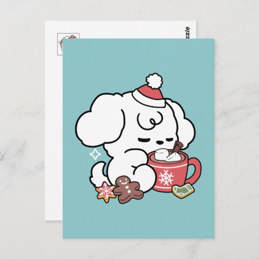 Gezellige Puppy Dromen - Warme Chocolade en Kerstm Briefkaart (Voorkant / Achterkant)