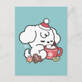 Gezellige Puppy Dromen - Warme Chocolade en Kerstm Briefkaart (Voorkant)