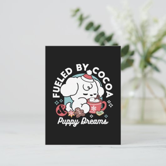 Gezellige Puppy Dromen - Warme Chocolade en Kerstm Briefkaart (Staand voorkant)