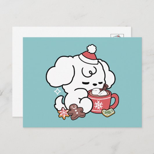 Gezellige Puppy Dromen - Warme Chocolade en Kerstm Feestdagenkaart (Voorkant / Achterkant)