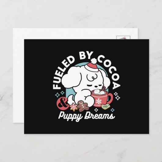 Gezellige Puppy Dromen - Warme Chocolade en Kerstm Feestdagenkaart (Voorkant / Achterkant)