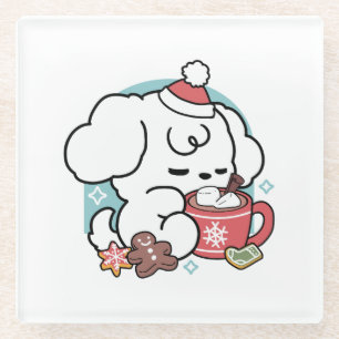 Gezellige Puppy Dromen - Warme Chocolade en Kerstm Glazen Onderzetter