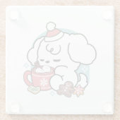 Gezellige Puppy Dromen - Warme Chocolade en Kerstm Glazen Onderzetter (Achterkant)