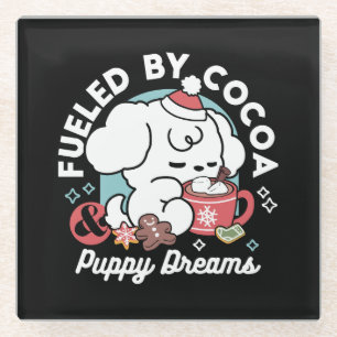 Gezellige Puppy Dromen - Warme Chocolade en Kerstm Glazen Onderzetter