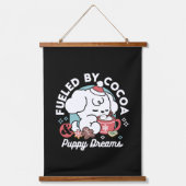 Gezellige Puppy Dromen - Warme Chocolade en Kerstm Hangend Wandkleed (Voorkant)