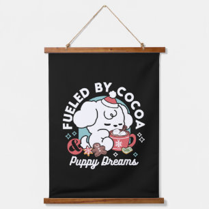 Gezellige Puppy Dromen - Warme Chocolade en Kerstm Hangend Wandkleed