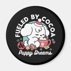 Gezellige Puppy Dromen - Warme Chocolade en Kerstm Magneet