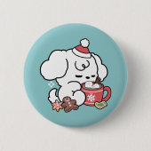 Gezellige Puppy Dromen - Warme Chocolade en Kerstm Ronde Button 5,7 Cm (Voorkant)