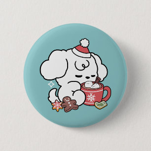 Gezellige Puppy Dromen - Warme Chocolade en Kerstm Ronde Button 5,7 Cm
