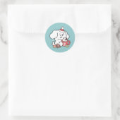 Gezellige Puppy Dromen - Warme Chocolade en Kerstm Ronde Sticker (Tas)