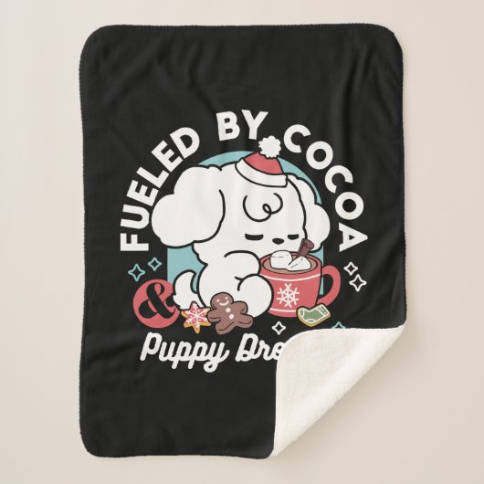 Gezellige Puppy Dromen - Warme Chocolade en Kerstm Sherpa Deken (Voorkant)