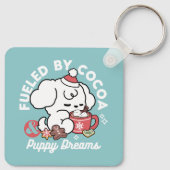 Gezellige Puppy Dromen - Warme Chocolade en Kerstm Sleutelhanger (Achterkant)