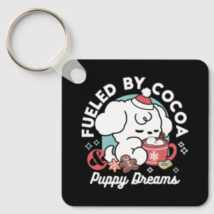 Gezellige Puppy Dromen - Warme Chocolade en Kerstm Sleutelhanger