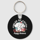 Gezellige Puppy Dromen - Warme Chocolade en Kerstm Sleutelhanger (Voorkant)