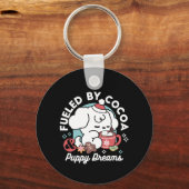 Gezellige Puppy Dromen - Warme Chocolade en Kerstm Sleutelhanger (Achterkant)