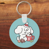 Gezellige Puppy Dromen - Warme Chocolade en Kerstm Sleutelhanger (Voorkant)