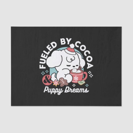 Gezellige Puppy Dromen - Warme Chocolade en Kerstm Tissuepapier (Voorkant)