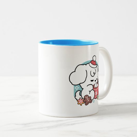 Gezellige Puppy Dromen - Warme Chocolade en Kerstm Tweekleurige Koffiemok (Voorkant rechts)