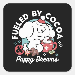 Gezellige Puppy Dromen - Warme Chocolade en Kerstm Vierkante Sticker
