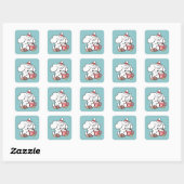 Gezellige Puppy Dromen - Warme Chocolade en Kerstm Vierkante Sticker (Vel)