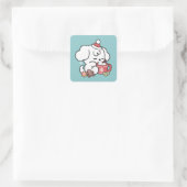 Gezellige Puppy Dromen - Warme Chocolade en Kerstm Vierkante Sticker (Tas)