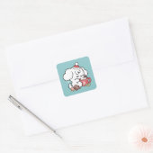 Gezellige Puppy Dromen - Warme Chocolade en Kerstm Vierkante Sticker (Envelop)