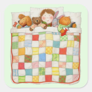 GEZELLIGE QUILT Grote Vierkante Stickers - Groen