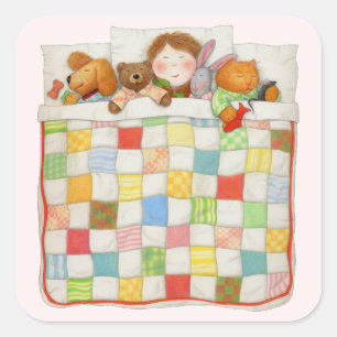 GEZELLIGE QUILT Grote Vierkante Stickers - Roze