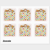 GEZELLIGE QUILT Grote Vierkante Stickers - Roze (Vel)