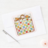 GEZELLIGE QUILT Grote Vierkante Stickers - Roze (Envelop)