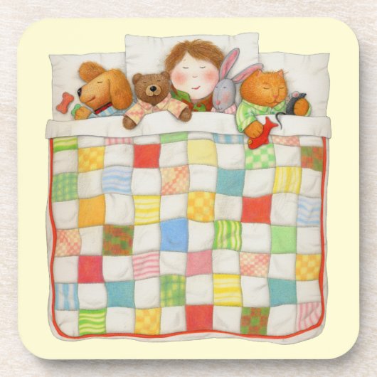 GEZELLIGE QUILT Hard Plastic Onderzetters - Geel (Voorkant)
