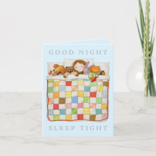 GEZELLIGE QUILT Note Kaart / Blauw (Voorkant)