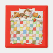 GEZELLIGE QUILT Square Magnet - Rood (Voorkant)