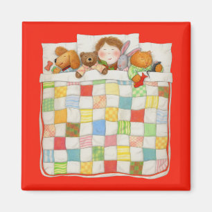 GEZELLIGE QUILT Square Magnet - Rood