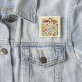 GEZELLIGE QUILT Vierkante Button Pin - Geel (In situ)