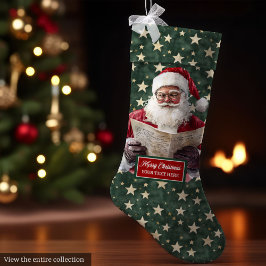 Gezellige Red Green Santa Stocking met Jouw naam P Grote Kerstsok