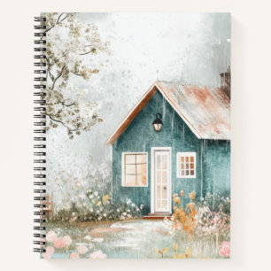 Gezellige regenachtige cottage wilde bloementuin s notitieboek