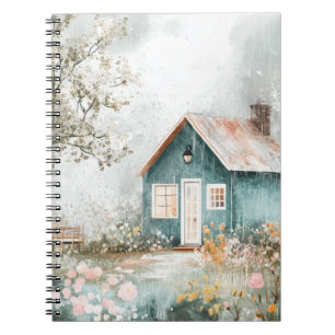 Gezellige regenachtige cottage wilde bloementuin s notitieboek