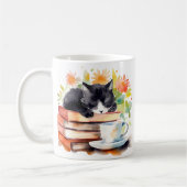 Gezellige relaxte kat in de Waterverf Koffiemok (Links)