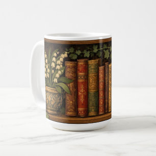 Gezellige retro-boekenplank koffiemok