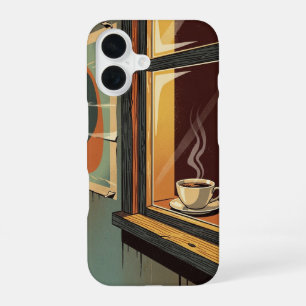 Gezellige Retro Cafe Uitzicht iPhone 16 Hoesje