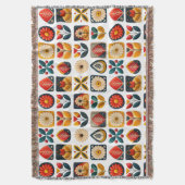 Gezellige Retro Folk Bloemen Ontwerp Deken (Voorkant Verticaal)