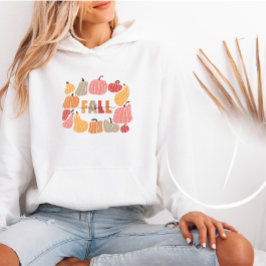 Gezellige Retro Herfst Vibes Hoodie met Kleurrijke